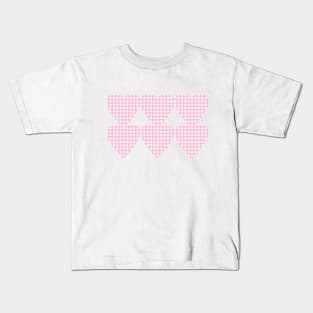 Pink Gingham Hearts Kids T-Shirt